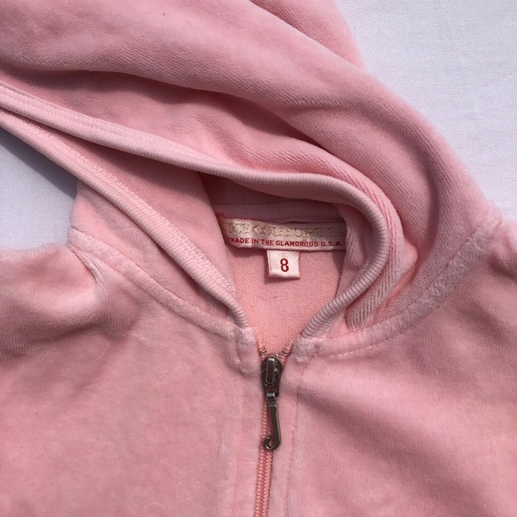 JUICY COUTURE VELOUR SWEATSHIRT CROCHET SLEEVES - Picture 2 of 4